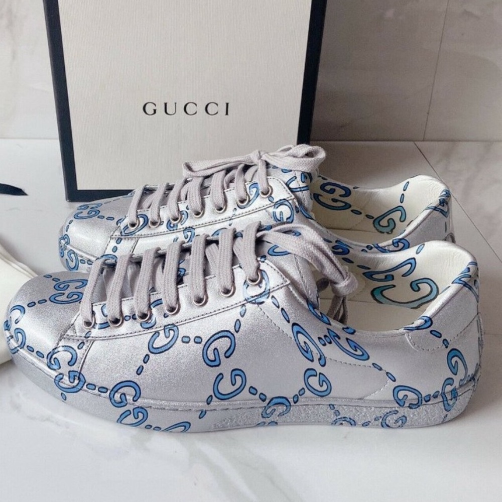 GUCCI ACE LOW GG MONOGRAM SNEAKERS IN MIRO RUBBER WAX SIZE MENS US 5 - Picture 2 of 7